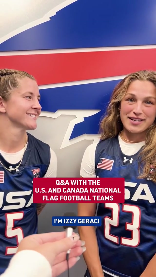 Had to get the U.S. and Canada National Flag Football Teams on the mini mic. 🎤 #nfl #flagfootball