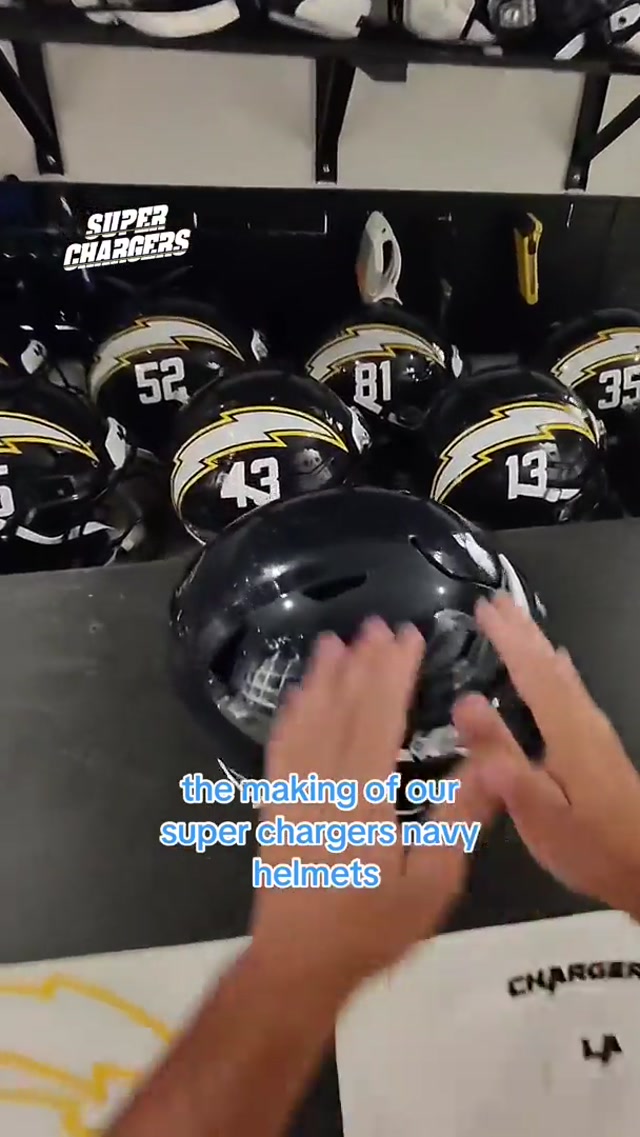 let’s decal our navy helmets 👀 #nfl #decal #helmet #chargers #equipmentoperator 
