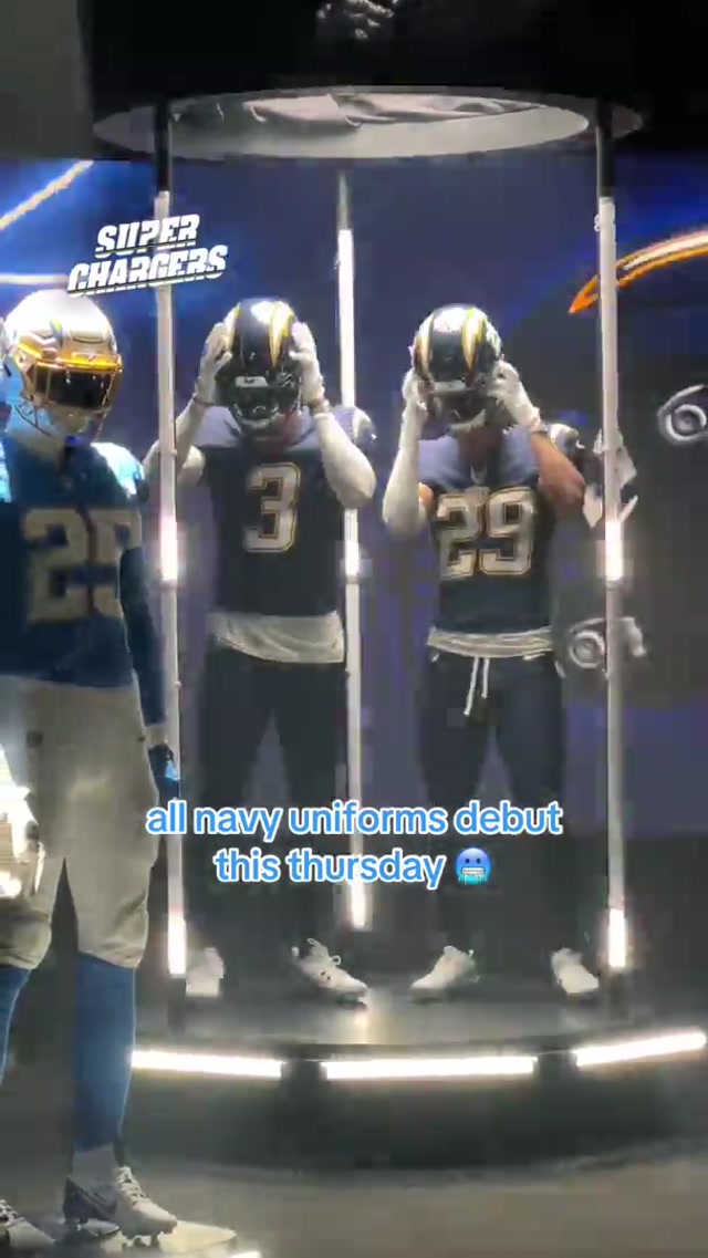 navy uniforms go crazy 👀 #uniforms #nfl #football #chargers #tnf 