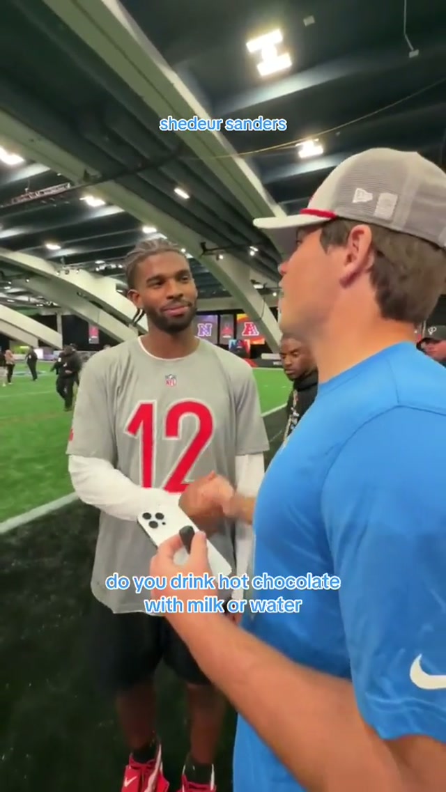 @Cameron Dicker asking the hard-hitting questions 🤣 #chargers #nfl #hotchocolate #milk #water 