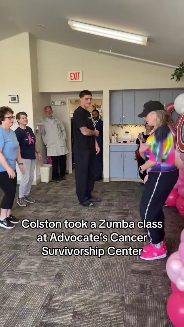 supporting a good cause & getting his groove on ๐บ #colstonloveland #zumba #dance #chicagobears