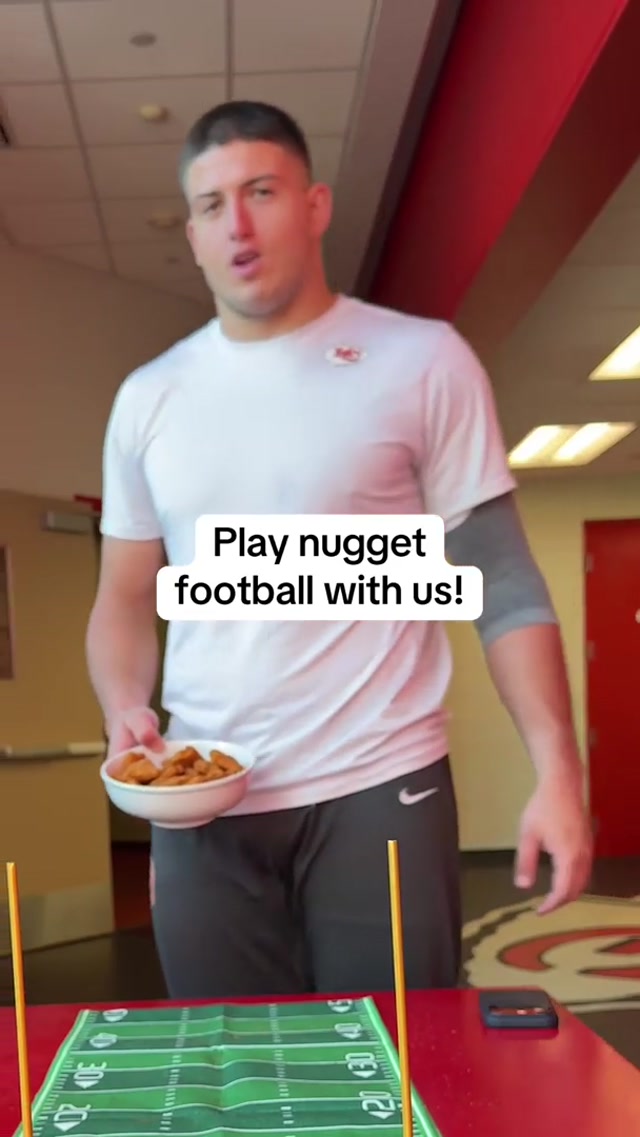 You’ve heard of paper football, but bet you’ve never tried nugget football 🤣 #chiefs #nuggets #fieldgoal #games