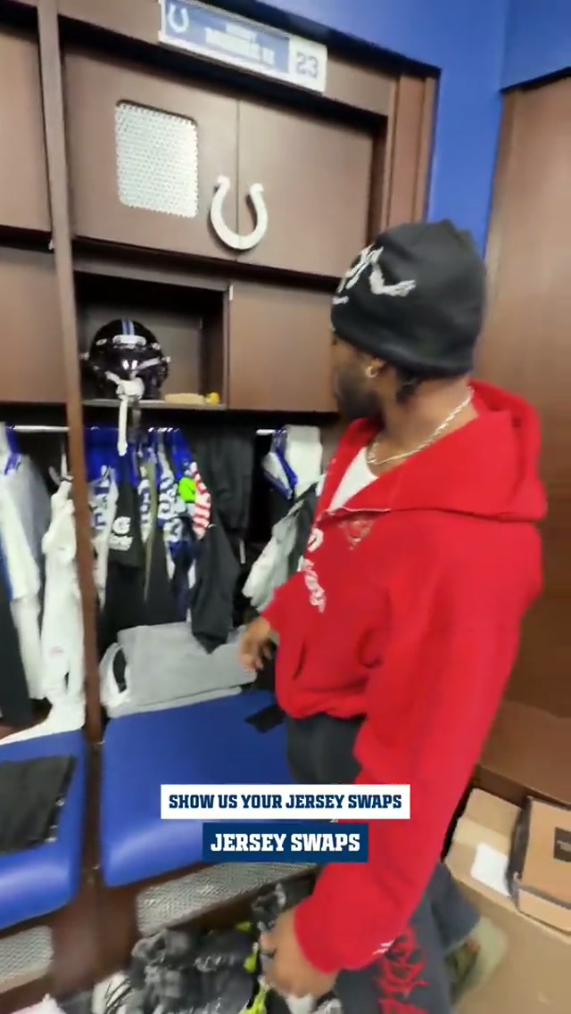 nothing like a good ol’ jersey swap 🔄 #colts #nfl #football #jerseyswap #locker 