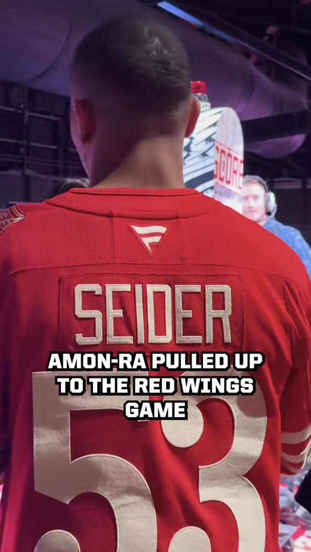Amon-Ra pulled up to his first @Detroit Red Wings game 🤝 #DetroitLions #Football #nfl #NHL