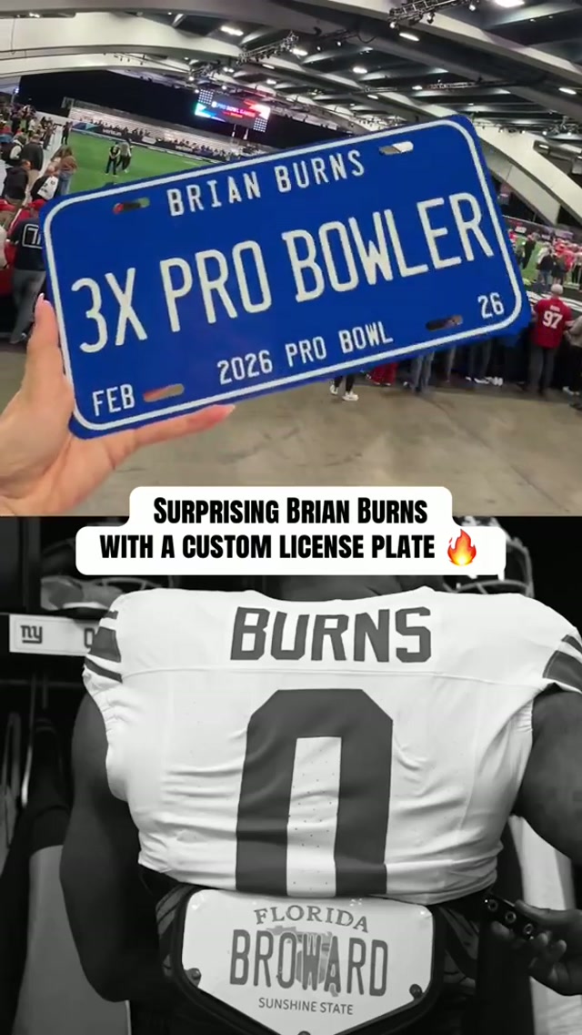 Gifted Burns a custom Pro Bowl license plate 😮‍💨 #giants #brianburns #nfl #football #probowl 
