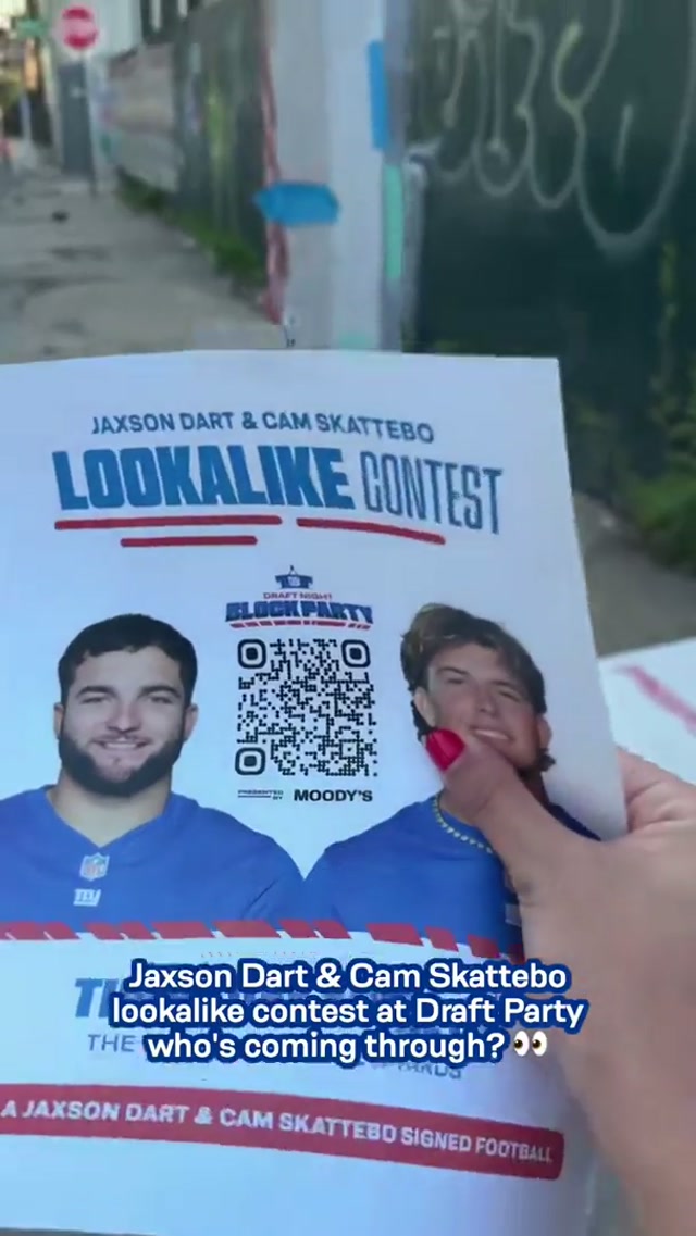 If you think you look like them, come thru 👀 giants.com/draftparty for deets 🔥 #jaxsondart #camskattebo #lookalike #lookalikecontest 