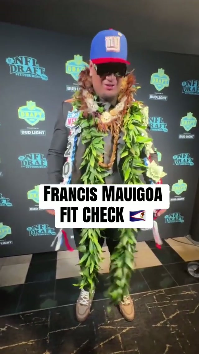 Representing Samoan culture on Draft night 🇦🇸 #francisngannou #samoan #newyorkgiants #draft #fitcheck 