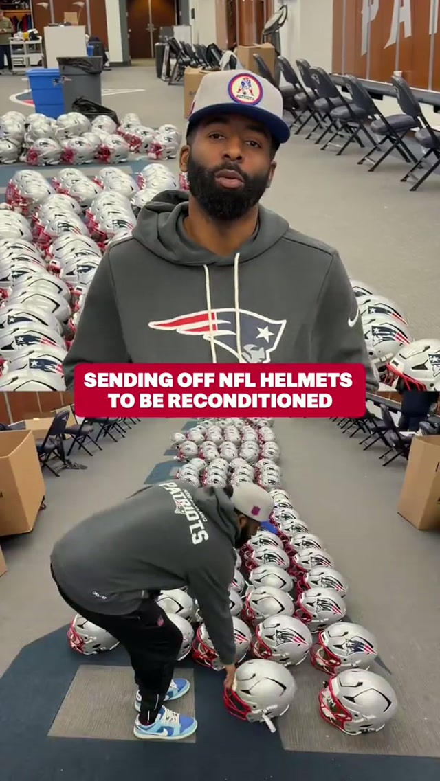 equipment sends off nfl helmets to be reconditioned #nfl #patriots #equipment #helmets 