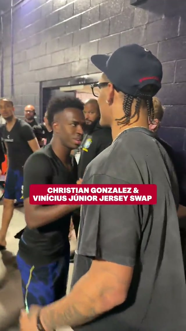 christian gonzalez & vinícius júnior swapped jerseys at today’s brazil vs france match 🔥 @Gonzo @Vini Jr. 
