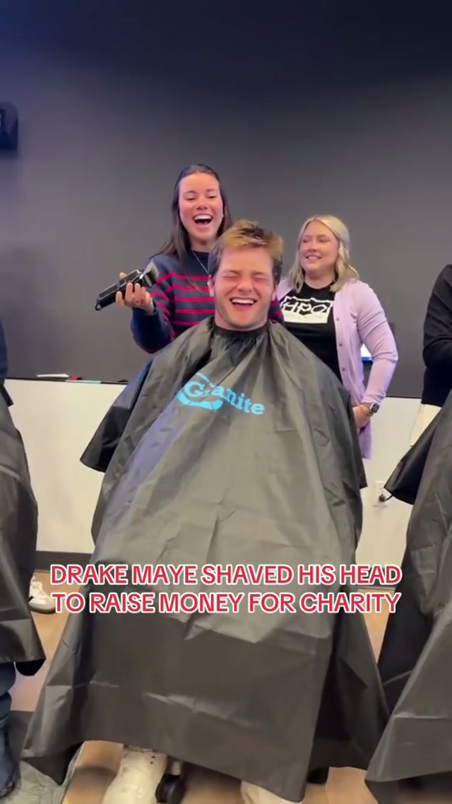 drake maye shaved his head to raise money for charity 🫶💈 #nfl #patriots #drakemaye 