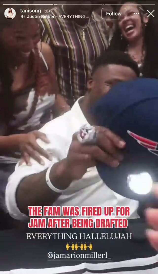 the fam was fired up for jam miller after being drafted 🤩 #nfl #patriots #nfldraft #jammiller 