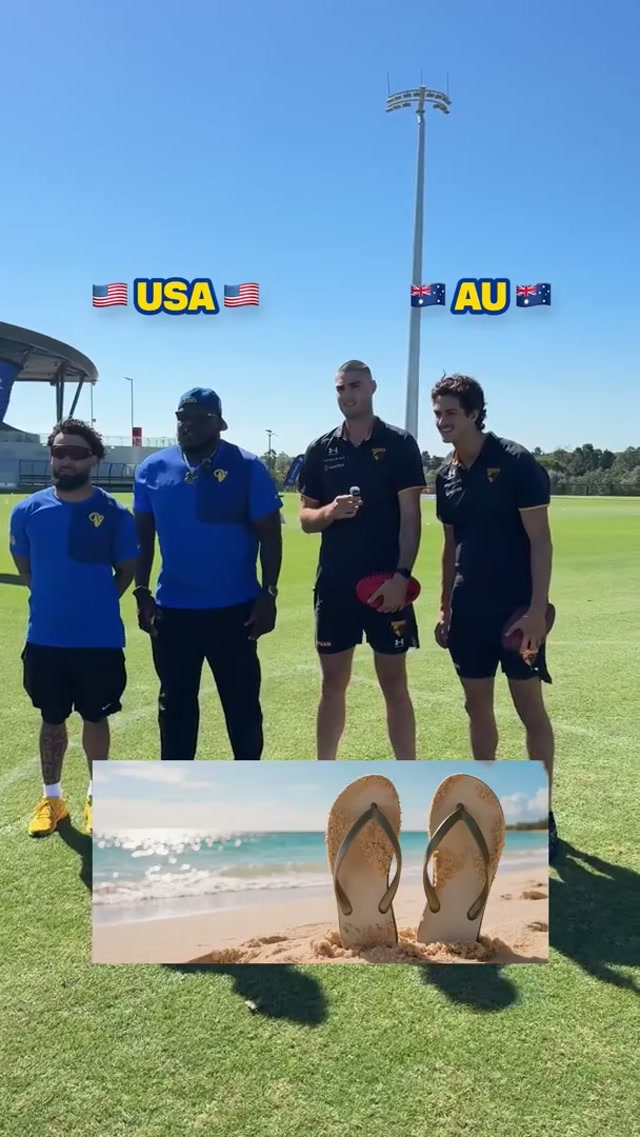 AUS vs. USA vocab with our mates at @hawthornfc 🇦🇺🇺🇸