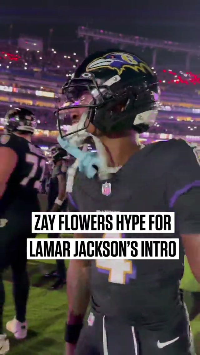 Zay Flowers was fired up for Lamar Jackson’s pre-game intro. #nfl #ravens #baltimoreravens #lamarjackson
