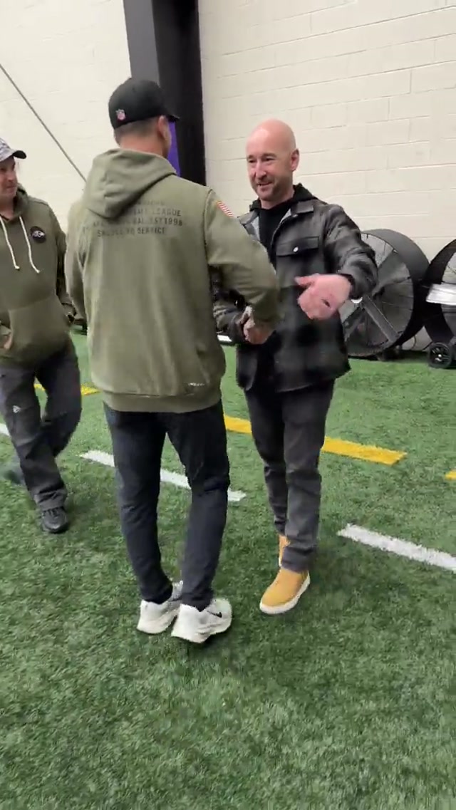 Coach Harbaugh welcomes @Baltimore Orioles Craig Albernaz! #orioles #ravens 