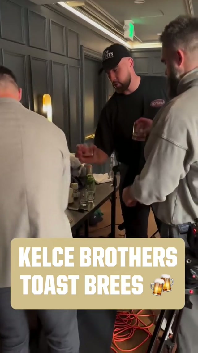 Cheers to Brees 🍻 #Saints #NFL #DrewBrees #NewHeights #Kelce ( via @New Heights ) 