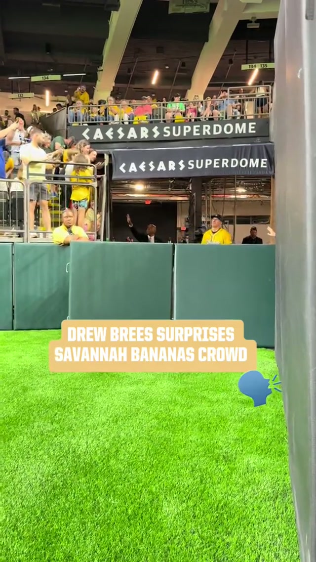 Drew Brees getting introduced at the Dome on a Sunday #Saints #NFL #SavannahBananas #BananaBall 