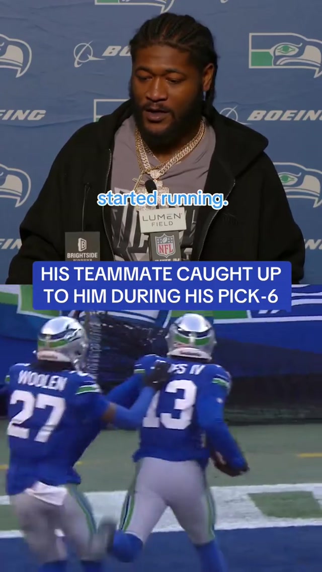 A pick-6 he’ll never forget 🤣 #nfl #seahawk #win #defense 