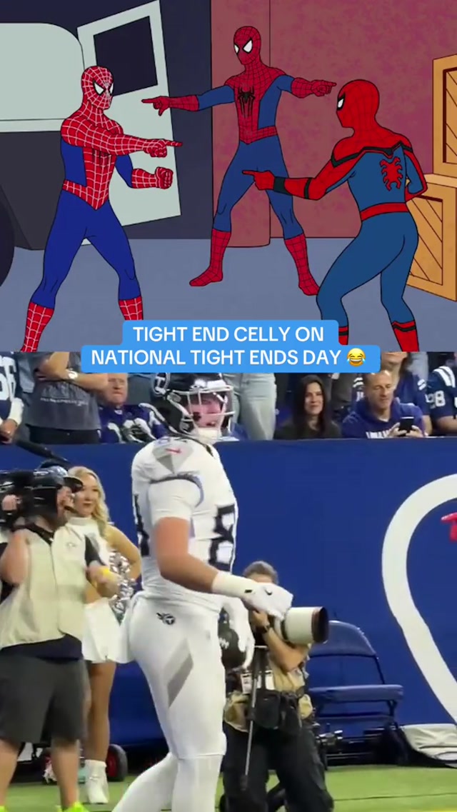 had to hit the Spider-Man meme for Gunnar’s first career TD on #nationaltightendsday #tennesseetitans #nfl 