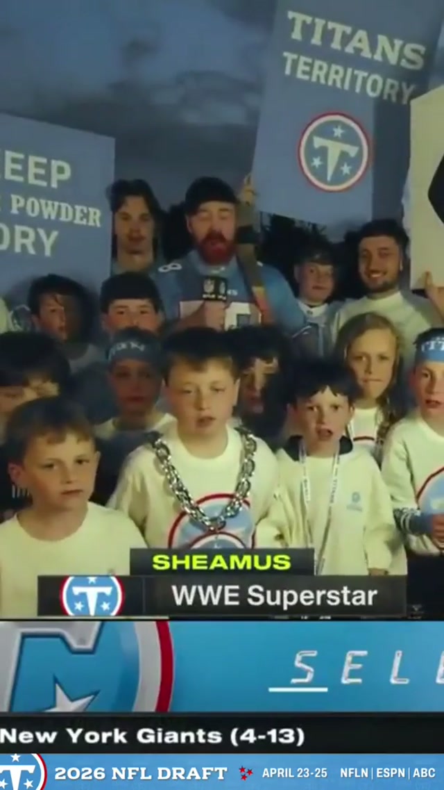@WWESHEAMUS announcing Jackie Marshall as a Titan #sheamus #jackiemarshall #nfldraft #tennesseetitans #wwe 